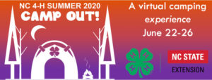 Cover photo for Registration Open for FREE NC 4-H Summer CAMP OUT! 2020