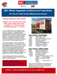 Cover photo for 2021 Winter Vegetable Conference & Trade Show - 53rd Annual Tomato Growers Meeting Announcement