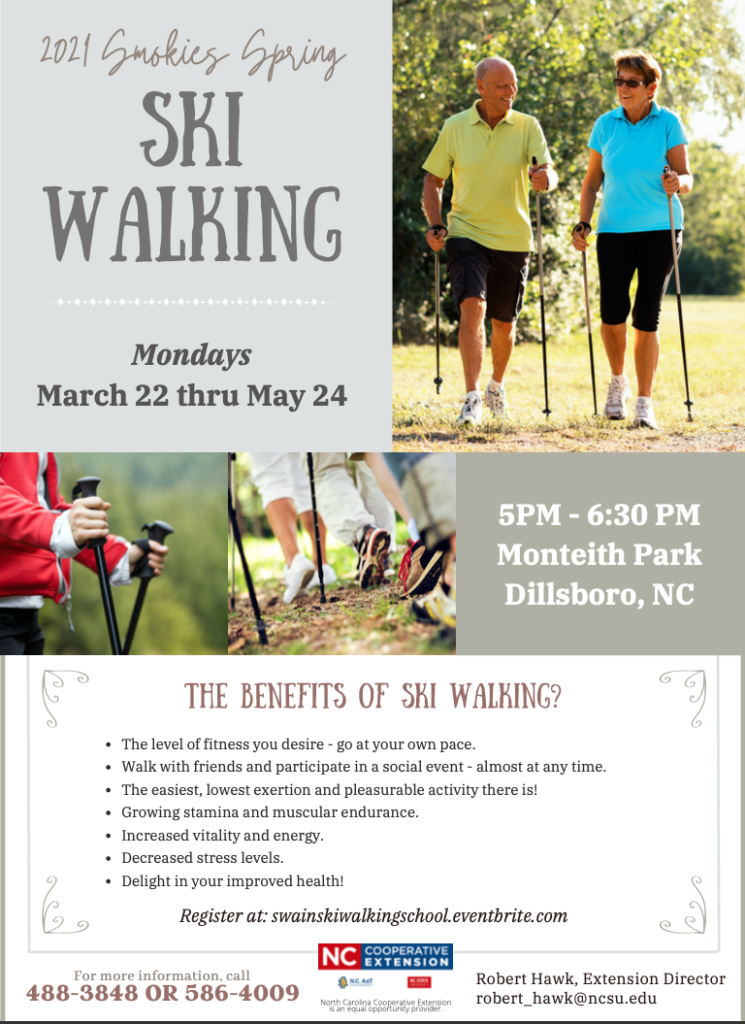 Adults ski walking