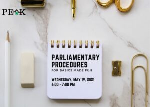 Cover photo for 4-H PEAK Event: The Basics of Parliamentary Procedure - 5/19/21