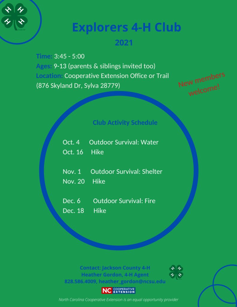 Explorers 4-H Club flyer