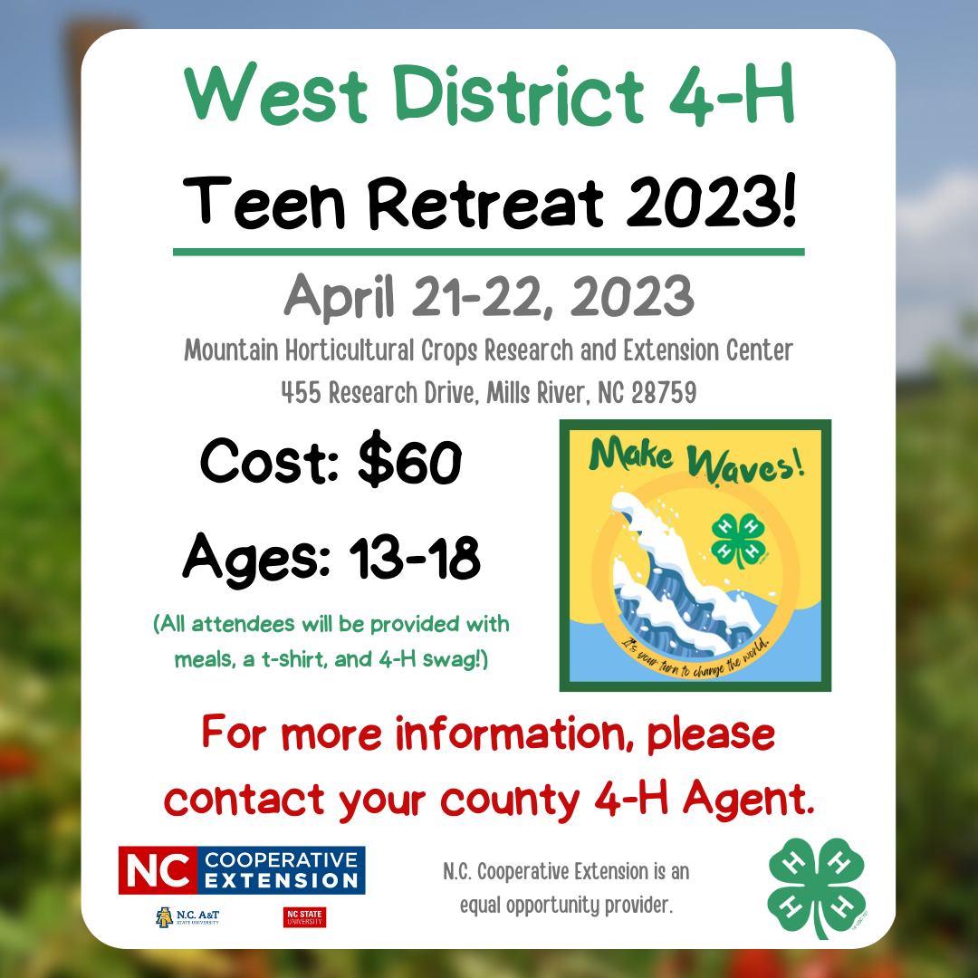 West District 4-H Teen Retreat 2023 Information