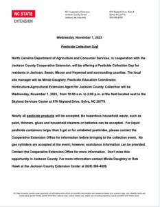 Cover photo for Pesticide Collection Day – November 1, 2023