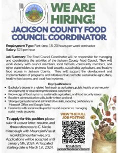 Cover photo for Jackson Food Council Coordinator Position