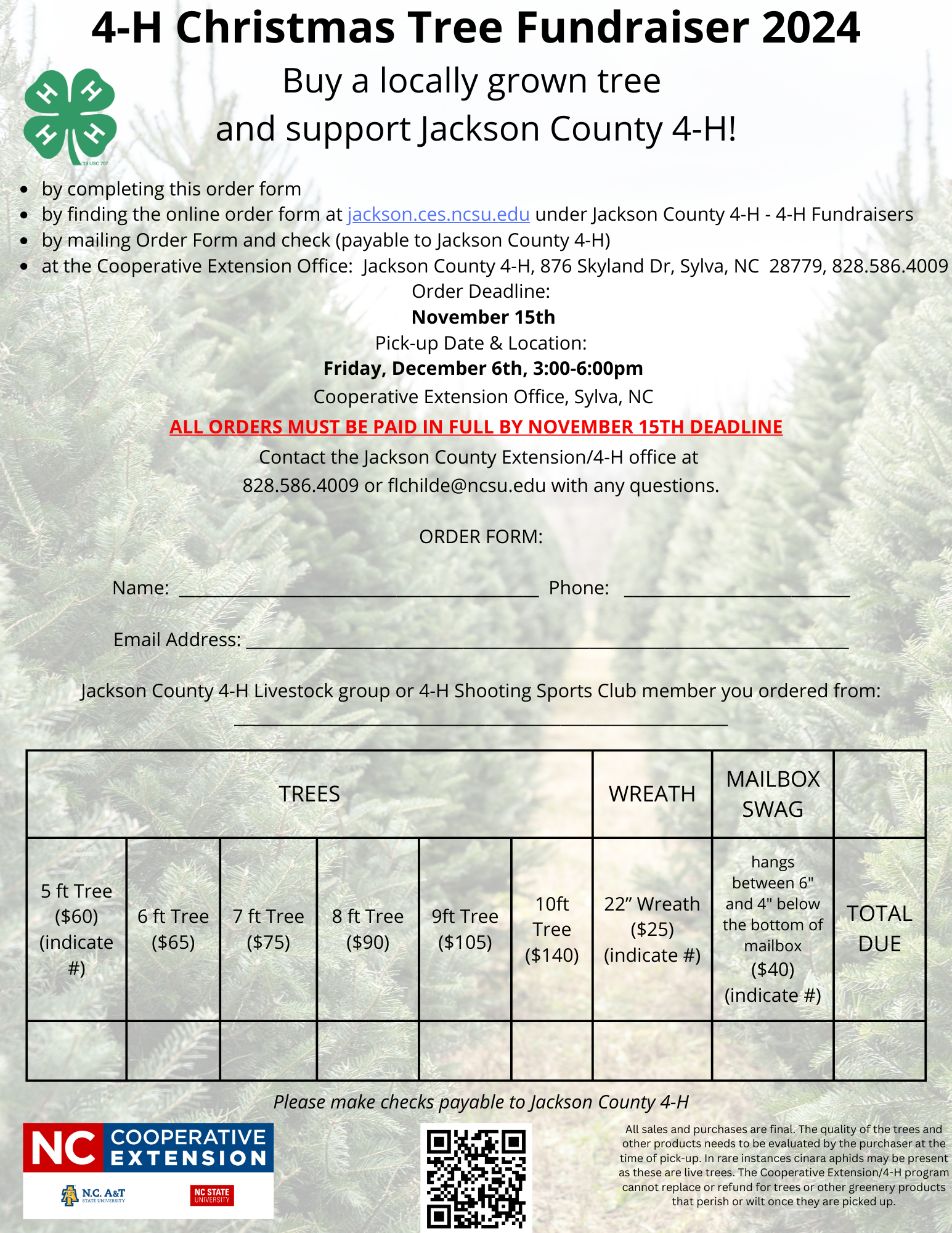 4-H Christmas Tree Fundraiser form