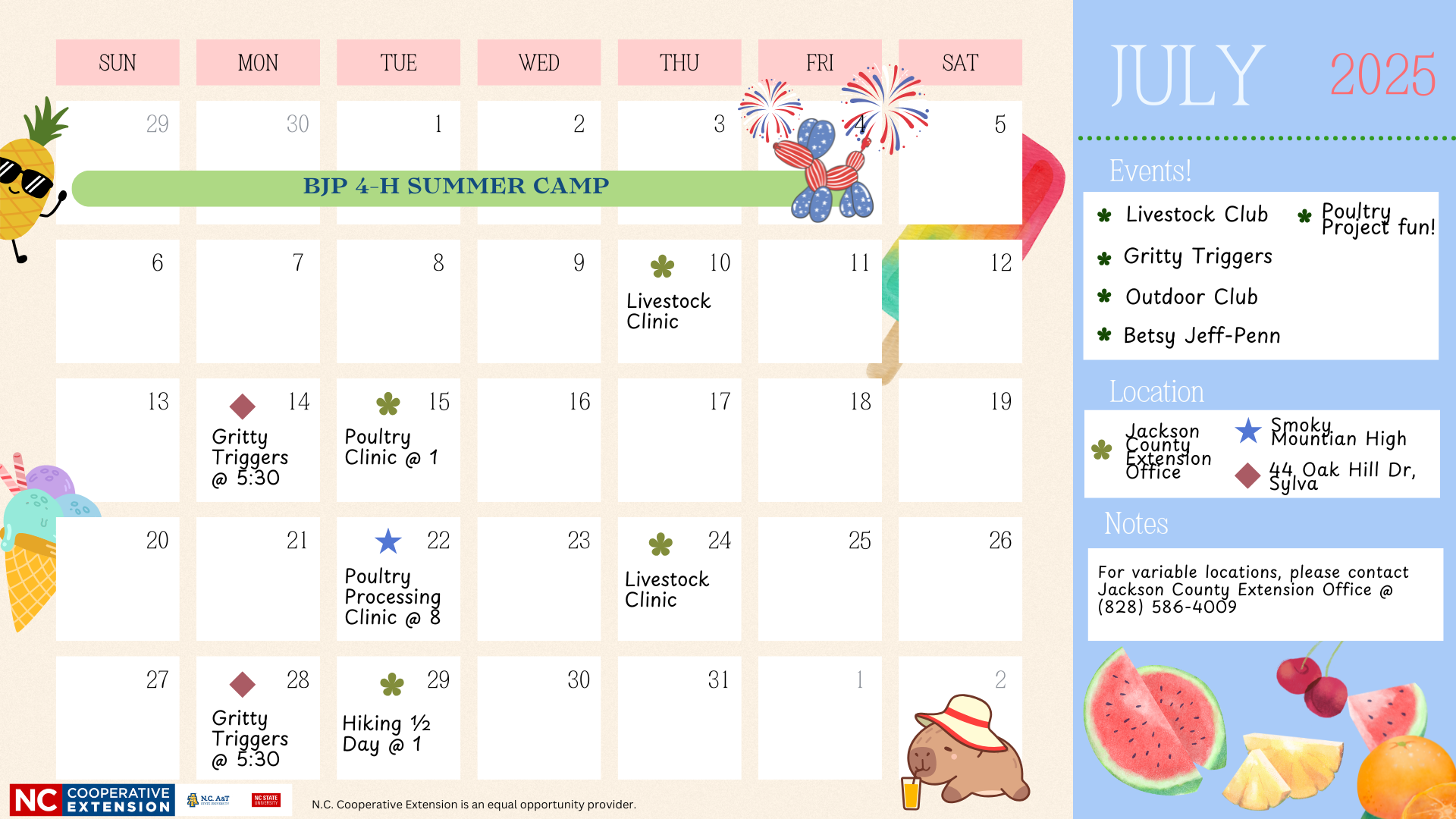 July calendar of events