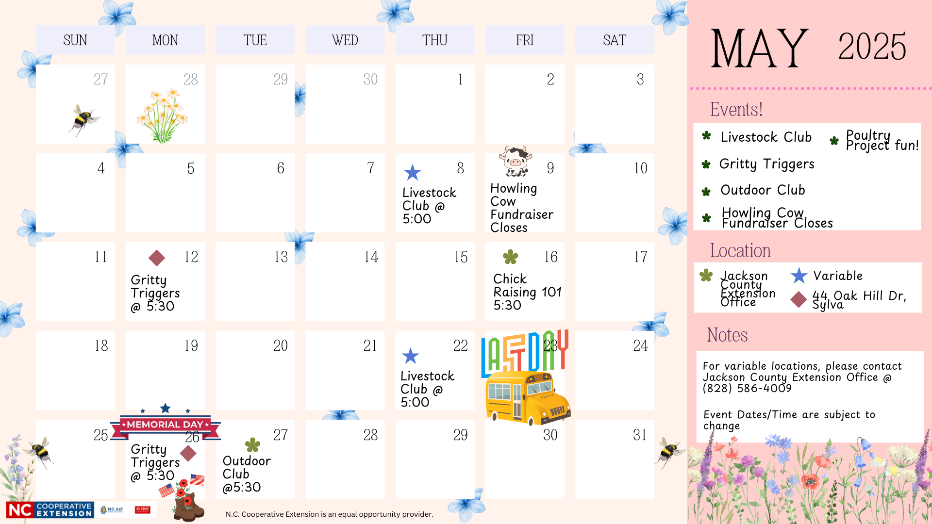 May Calendar of Events